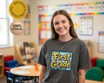 Custom First Grade Shirt Retro First Grade Tee Personalized Teacher Gift Back To School Tee Elementary School 1st Grade Tee