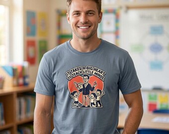 Retro Teacher Shirt It Takes a Big Heart Custom Name School Tee Male Teacher Appreciation Gift End of School Year Present 2026