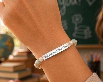 Personalisiertes Armband zur Wertschätzung von Lehrkräften, individueller Natursteinschmuck, Geschenk zum Schuljahresende, Geschenk für Lehrergruppen, Abschlussjahrgang 2026, Geschenk für Mentoren