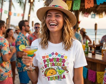 Powered By Tacos And Tequila Shirt Cinco De Mayo Party Tee Funny Margarita T-shirt Mexican Food Lover Gift Comfort Colors 1717 Fiesta Shirt