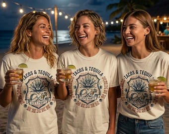 Personalized Tacos and Tequila Shirt Custom Mexican Food Lover Gift Retro Good Times Graphic Tee Bachelorette Party Trip Apparel Est 2026