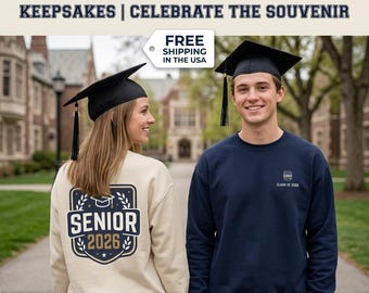 Individuell gestaltetes, doppelseitiges Abschluss-Sweatshirt mit Rundhalsausschnitt für den Jahrgang 2026 – T-Shirt für Absolventen des Abschlussjahrgangs 2026 – Geschenk zum Schulabschluss