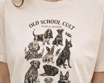 Vintage Dog Breed Shirt Retro Dog Chart Graphic Tee Dog Mom Gift Dog Lover T-Shirt Antique Style Puppy Shirt Aesthetic Animal Lover Gift Tee