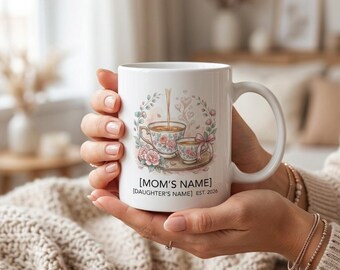 Personalisierte Tasse für Teeliebhaberinnen – Geschenkidee für Mutter und Tochter – Aquarell-Pfingstrosen-Tasse – Blumenmotiv – Geschenkidee für Omas Teeliebhaberinnen (seit 2026)