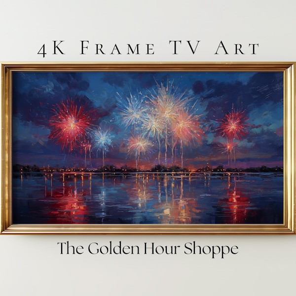 Fireworks Frame TV Art | 4th of July, America 250 Years, Memorial Day, Labor Day | Digital Artwork Download