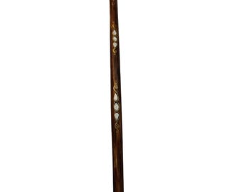 Handgefertigte Abalone & Perlmutt Gehstock, Rundgriff Holzstock, minimalistischer Luxus Gehstock, Handwerker Geschenk