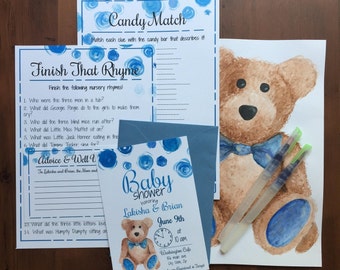 Baby Shower Invitations, Games, and Advice Cards