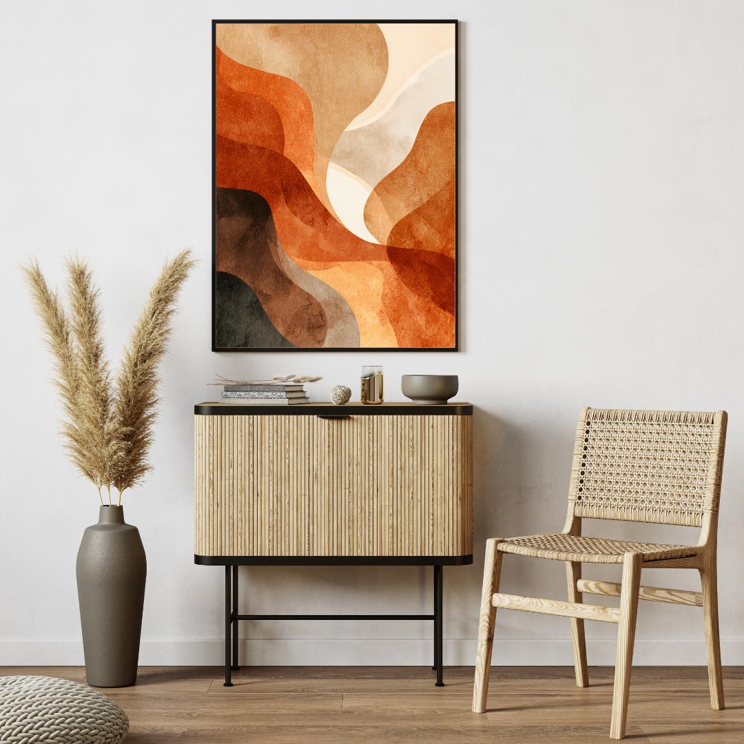 Abstract Earth Tone Wall Art, Terracotta Organic Shapes Poster, Modern ...