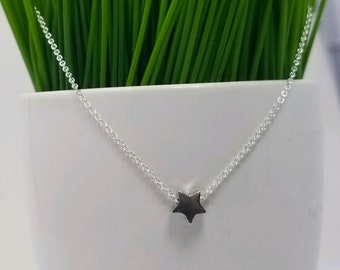 Tiny Sterling Silver Star Necklace, Silver Star Jewelry, Star Necklace