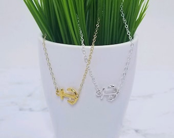 Sterling Silver or Gold Fill Anchor Necklace