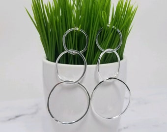 Sterling Silver Triple Hoop Earrings