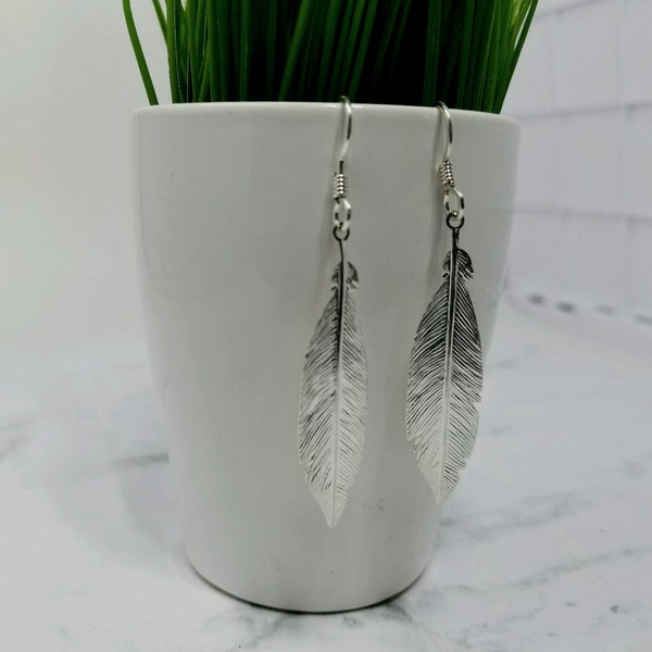 Sterling Silver Feather Earring Pair