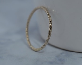 Gold Fill Ultra Thin Sparkle Ring - Gold Skinny Stack Band