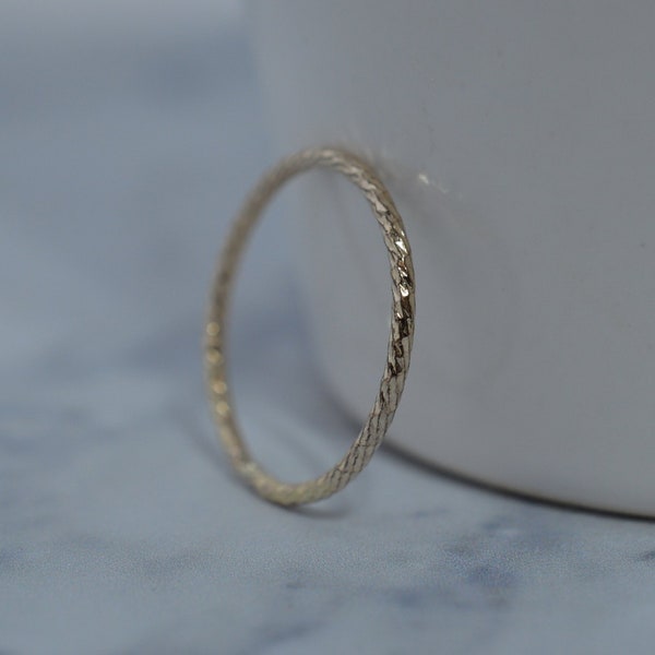 Gold Fill Ultra Thin Sparkle Ring - Gold Skinny Stack Band