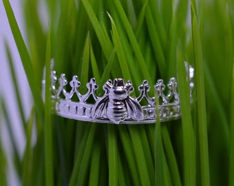 Sterling Silver Queen Bee Crown Ring