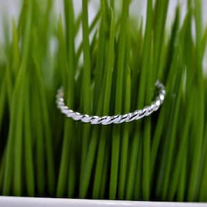 Handmade Sterling Silver Twist Ring - Dainty Twisted Rope Band, Stackable Minimalist Ring, Gift for Her, Boho Silver Jewelry