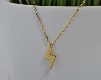 Tiny Gold Fill Lightning Bolt Necklace