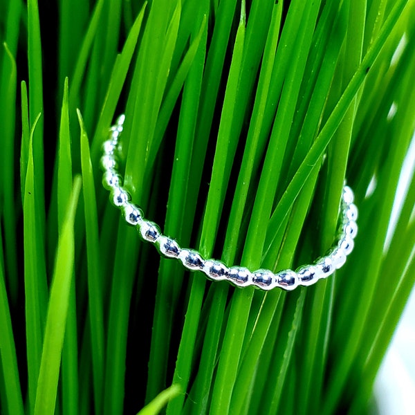 Skinny Sterling Silver Bead Ring - Midi or Regular ring