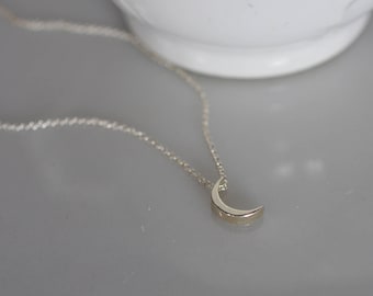 Sterling Silver Crescent Moon Necklace