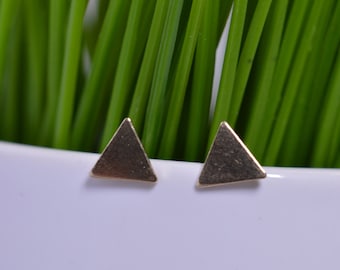 Tiny Gold Fill Triangle Post Earrings - Geometric Triangle Studs