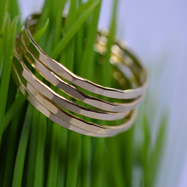 Gold Stacking Ring - Thin Hammered Ring - Gold Fill Ring - Hammered Midi Ring - Bridesmaid Gift - Dainty Ring