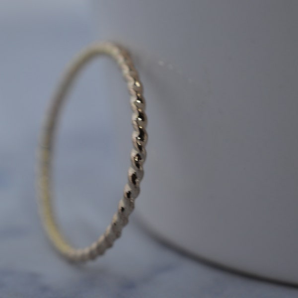 Gold Fill Twist Rope Ring - Gold Skinny Stack Band