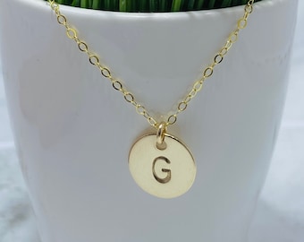 Custom Gold Fill Initial Necklace, Alphabet Charm Necklace