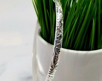 Sterling Silver Floral Vine Bangle Bracelet