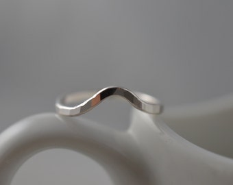 Sterling Silver  Hammered Chevron Ring - Midi or Regular Chevron Ring