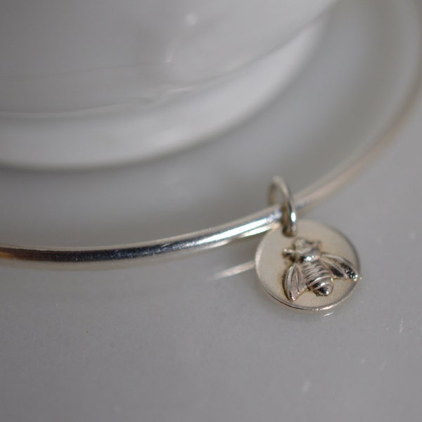 Sterling Silver Bee Bangle Bracelet