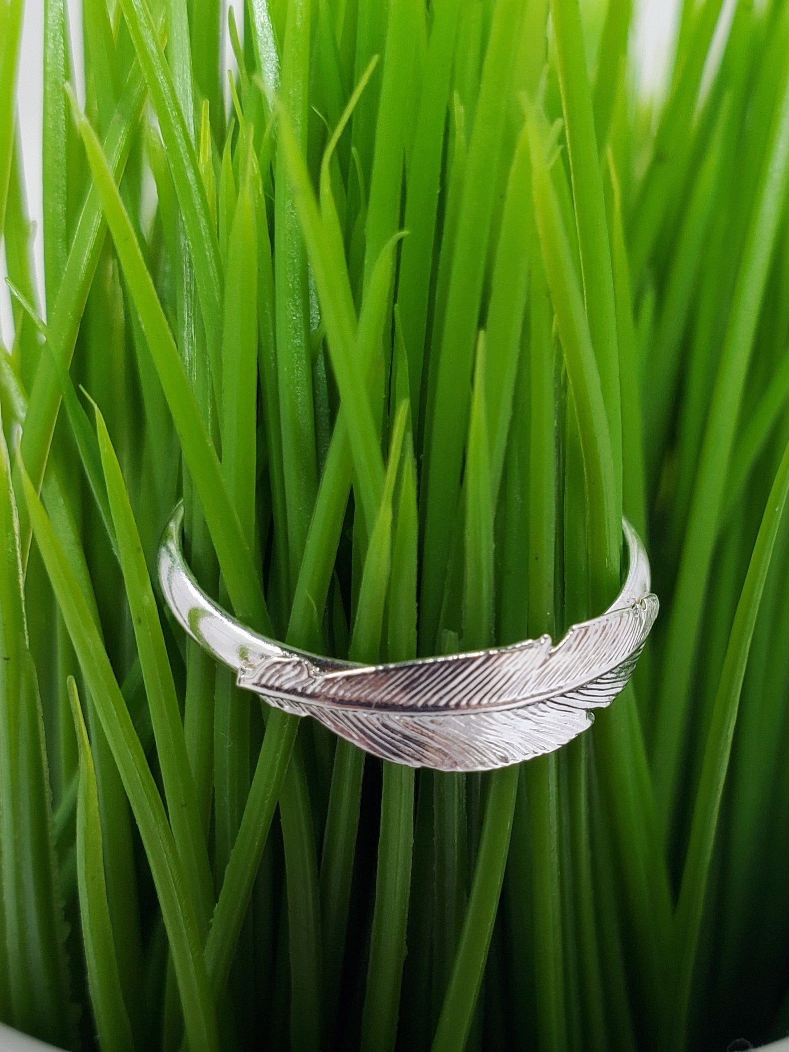 Sterling Silber Feder Ring - Boho Ring, Natur inspirierter Schmuck, Geschenk für sie, minimalistischer stapelbarer Ring