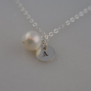 Custom Sterling Silver Pearl Initial Necklace Freshwater Pearl ...