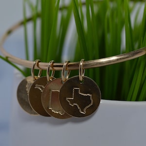Gold Füll-State Charm Armreif Armband - Wählen Sie aus allen 50 Staaten!