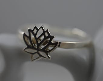 Lotus Flower Ring in Sterling Silver - 925 Lotus Ring