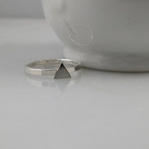 Sterling Silver Triangle Ring - Geometric Tiny Silver Triangle Stacking ...