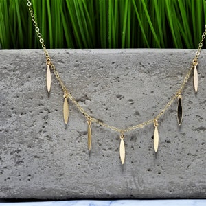 Gold Fill Charm Necklace - Gold Fringe Choker