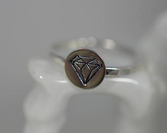 Sterling Silver "Diamond" Ring - Faux Diamond Ring - humorous ring