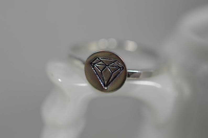 Sterling Silver 'Diamond' Ring - Faux Diamond Ring - humorous ring 