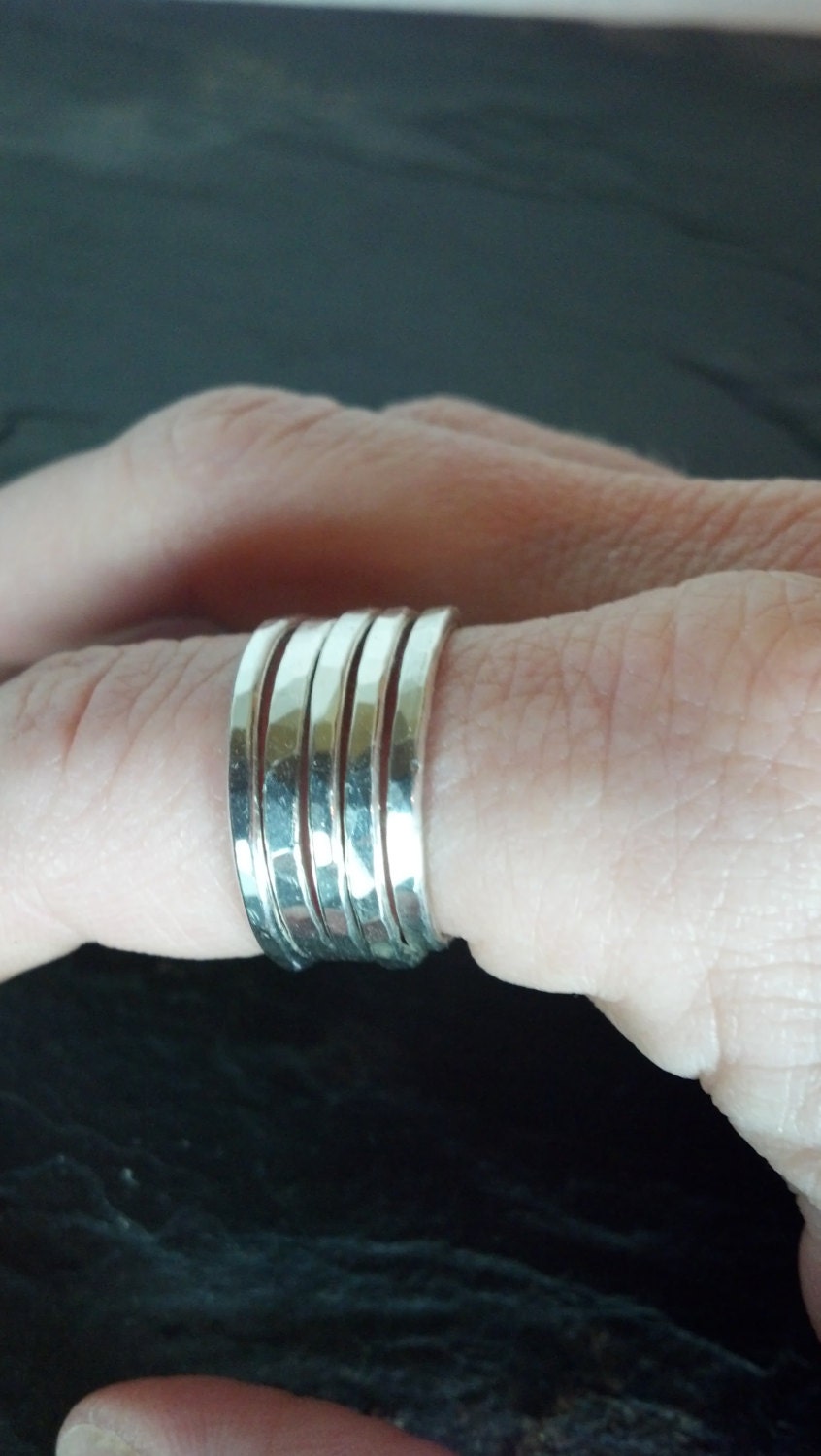 Sterling Silver Hammered Stack Ring ONE Ring - Etsy