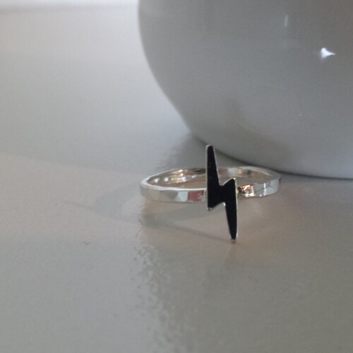 Sterling Silver Lightning Bolt Ring Etsy