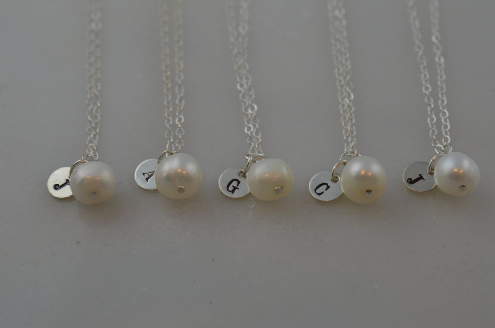 Custom Sterling Silver Pearl Initial Necklace Freshwater - Etsy