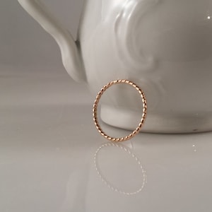 14k SOLID Gold Twist Rope Ring - Gold Stacking Ring