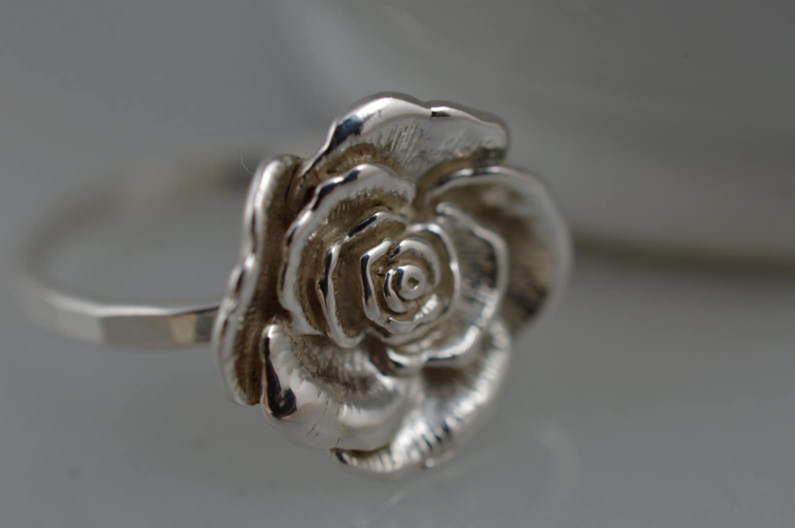 Sterling Silver Rose Flower Ring Etsy