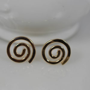 14k Solid Gold Spiral Earrings