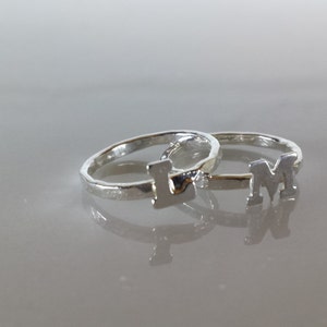 Sterling Silver Initial Ring - ONE Custom Letter Stacking Ring
