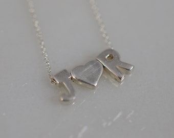 Custom Sterling Silver Initial Necklace - choose your letter, word  or initials