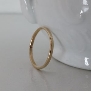 14k Solid Gold Hammered Ring - Handmade