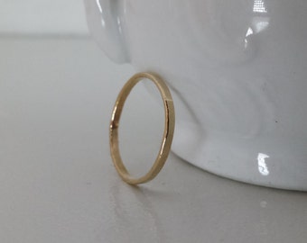 14k Gold Hammered Ring SOLID GOLD - one ring