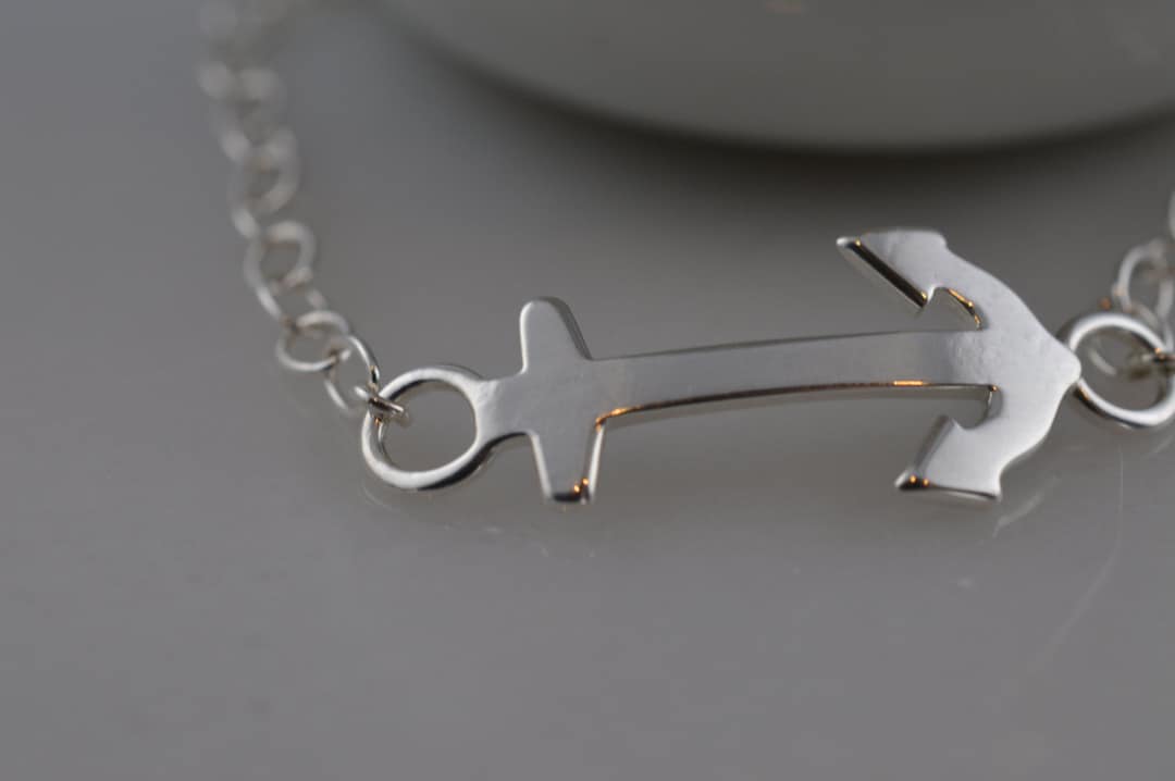 Sterling Silver Anchor Bracelet - Etsy