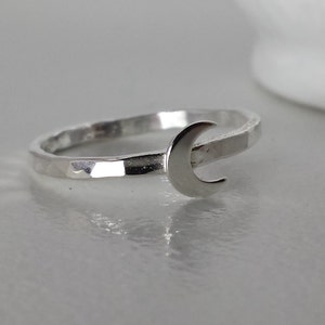 Sterling Silver Crescent Moon Ring image 1